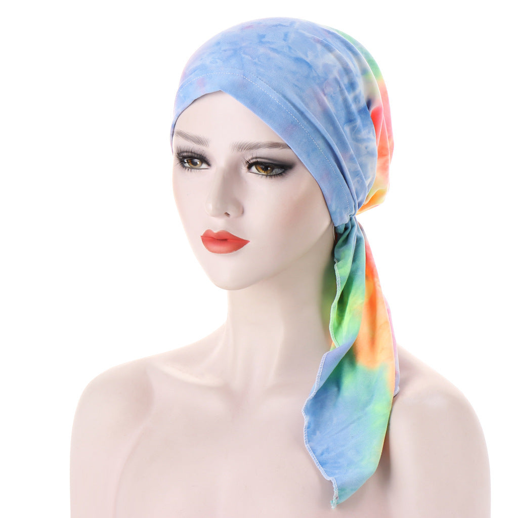Curved Tail Turban Hat Flower Cloth Pullover Limorista