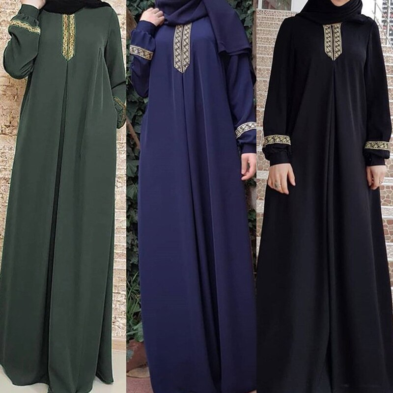 Women Plus Size Print Abaya Jilbab Muslim Maxi Dress Limorista