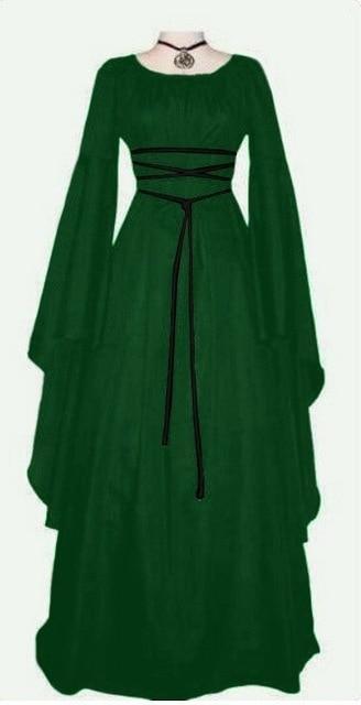 Halloween Long Sleeve Round Collar Belt Irregular Ladies Dress Halloween Witch Costume Limorista