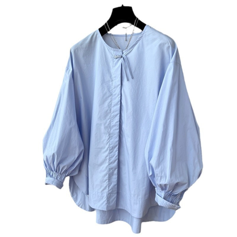 Tassel Pleated Sleeve Shirt Women&