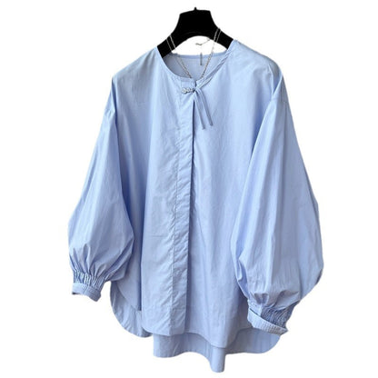 Tassel Pleated Sleeve Shirt Women&