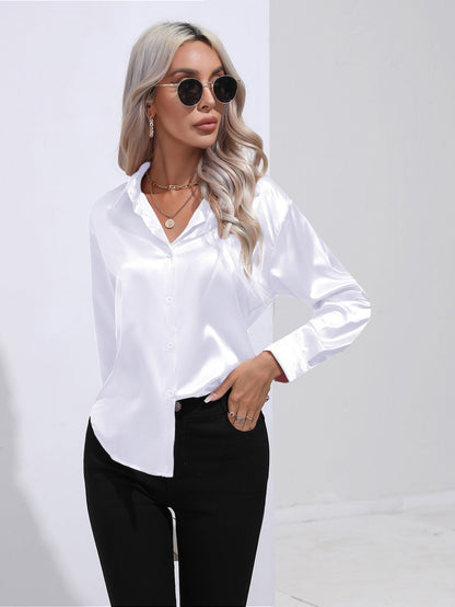 European And American Satin Shirt Women&