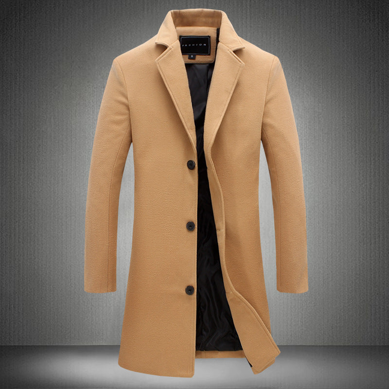 Autumn And Winter New Mens Solid Color Casual Business Woolen Coats Limorista