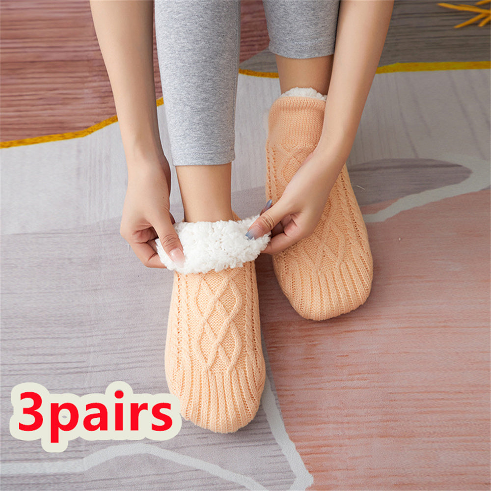 Winter Woolen Socks Women Thicken Warm Home Bedroom Socks Slippers Men Non-slip Foot Warmer Snow Socks Calcetines Mujer Limorista
