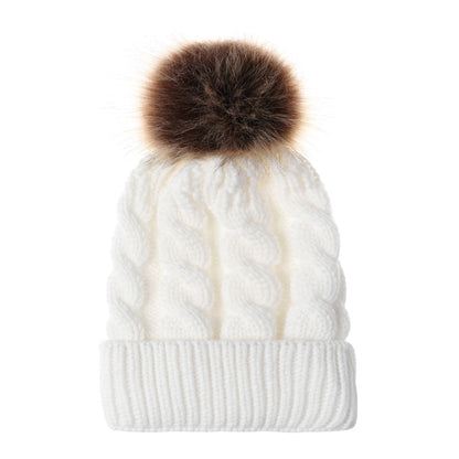 Autumn and winter ball twist knit hat Warm female parent-child imitation braid hair ball wool cap Limorista