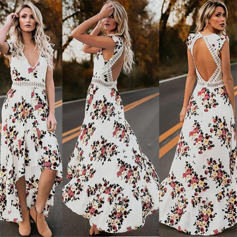 Sleeveless printing irregular dress Limorista