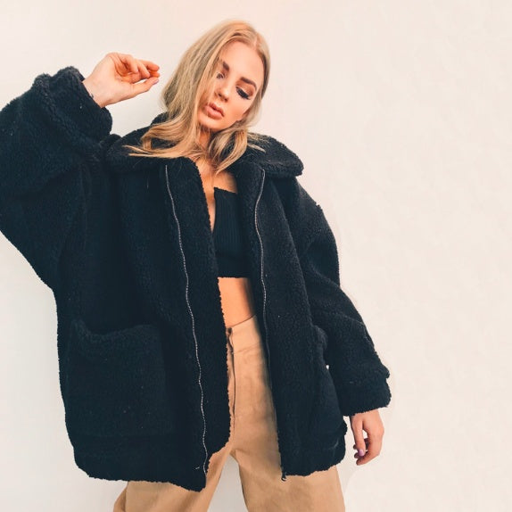 shearling coat jacket women autumn winter warm thick plush coat Limorista
