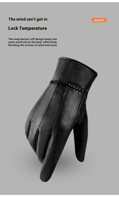 Genuine Leather Gloves For Men Women Fleece Lined Padded Warm Keeping Sheepskin Gloves Limorista