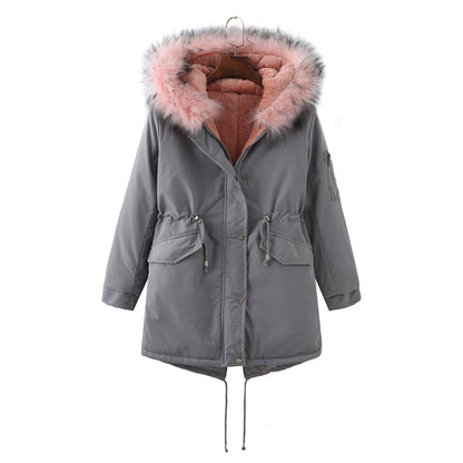 Winter Clothing Fleece-lined Thickened European Size Cotton-padded Coat Limorista