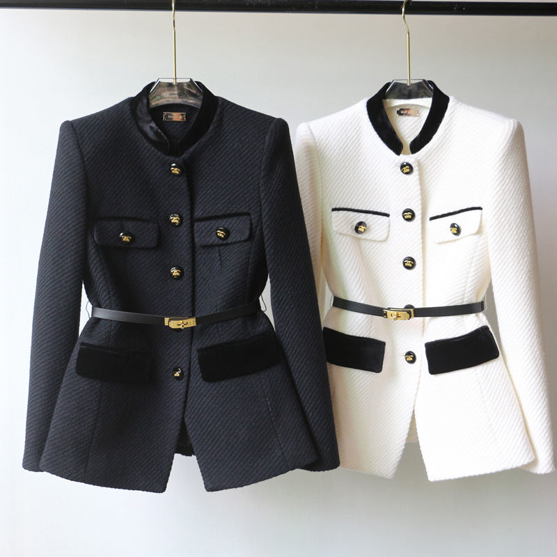 Mid-length Waist Slimming Overcoat Shoulder Women&