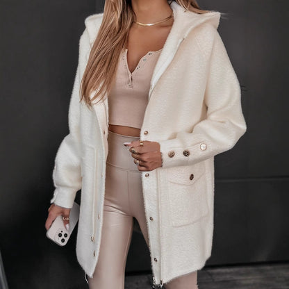 Fashion Drawstring Belt Zip Hooded Jacket Limorista