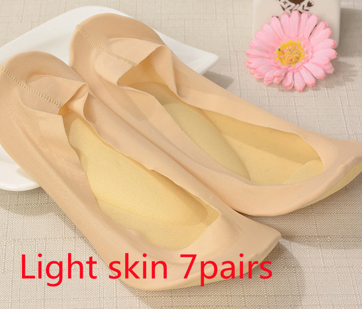 3D Arch Foot Massage Health Care Women Summer Socks Ice Silk Socks Shallow Mouth Silica Gel Invisible Slippers Feet Care Limorista