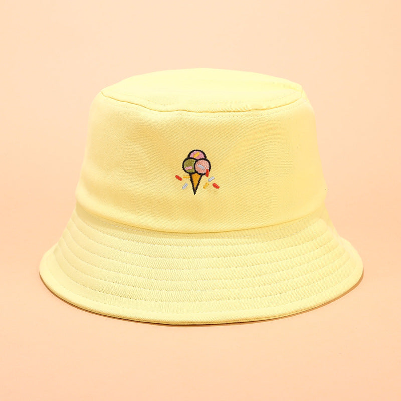 Korean version of fun ice cream embroidery fisherman hat Limorista