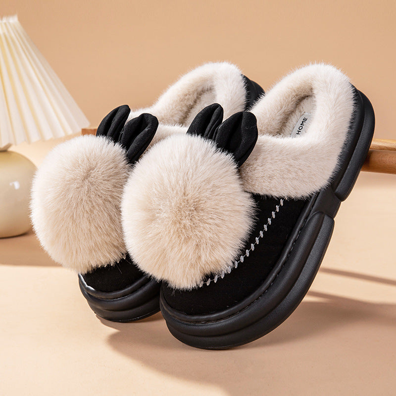 Thick Bottom Fleece-lined Warm Can Be Outdoor Fur Slippers Limorista
