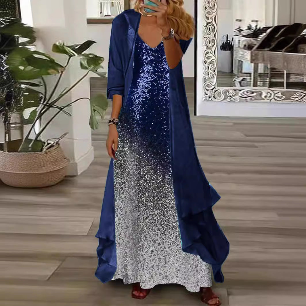 European And American Vacation Spaghetti Straps Long Skirt Indian Style Large Swing Skirt Two-piece Set Limorista