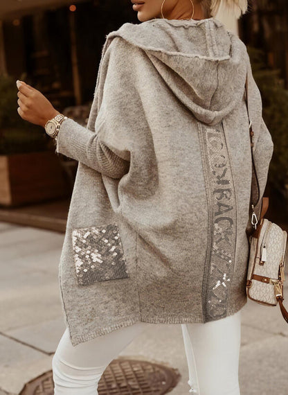 Hooded Temperament Printed Loose Zipper Sweater Coat Limorista