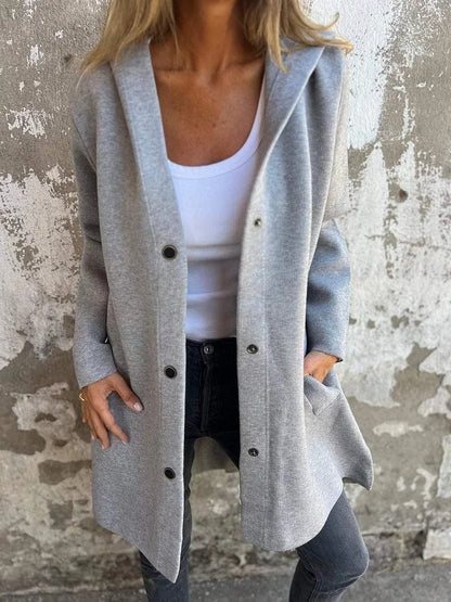Casual Hooded Single-Breasted Cardigan Fashion Loose Solid Color Jacket Spring And Autumn Women&