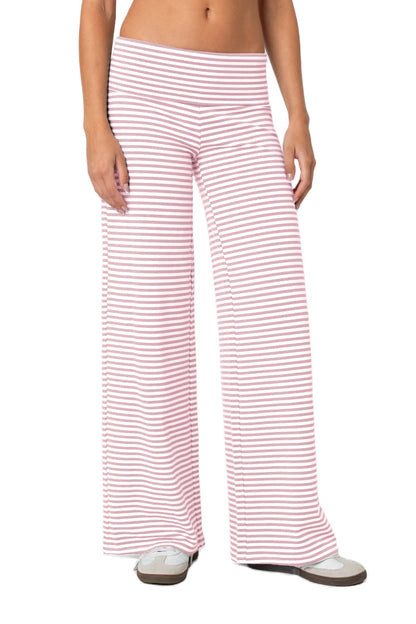 Cropped Striped Loose Trousers Autumn Sports Style Draped Casual Pants Limorista