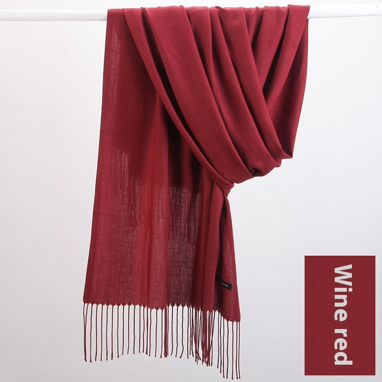 Pure Color Warm Keeping Scarf All-match Cashmere Shawl Limorista