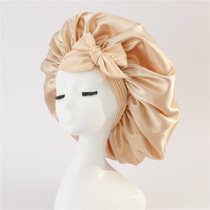 Satin Ribbon Round Bow Elastic Nightcap Limorista