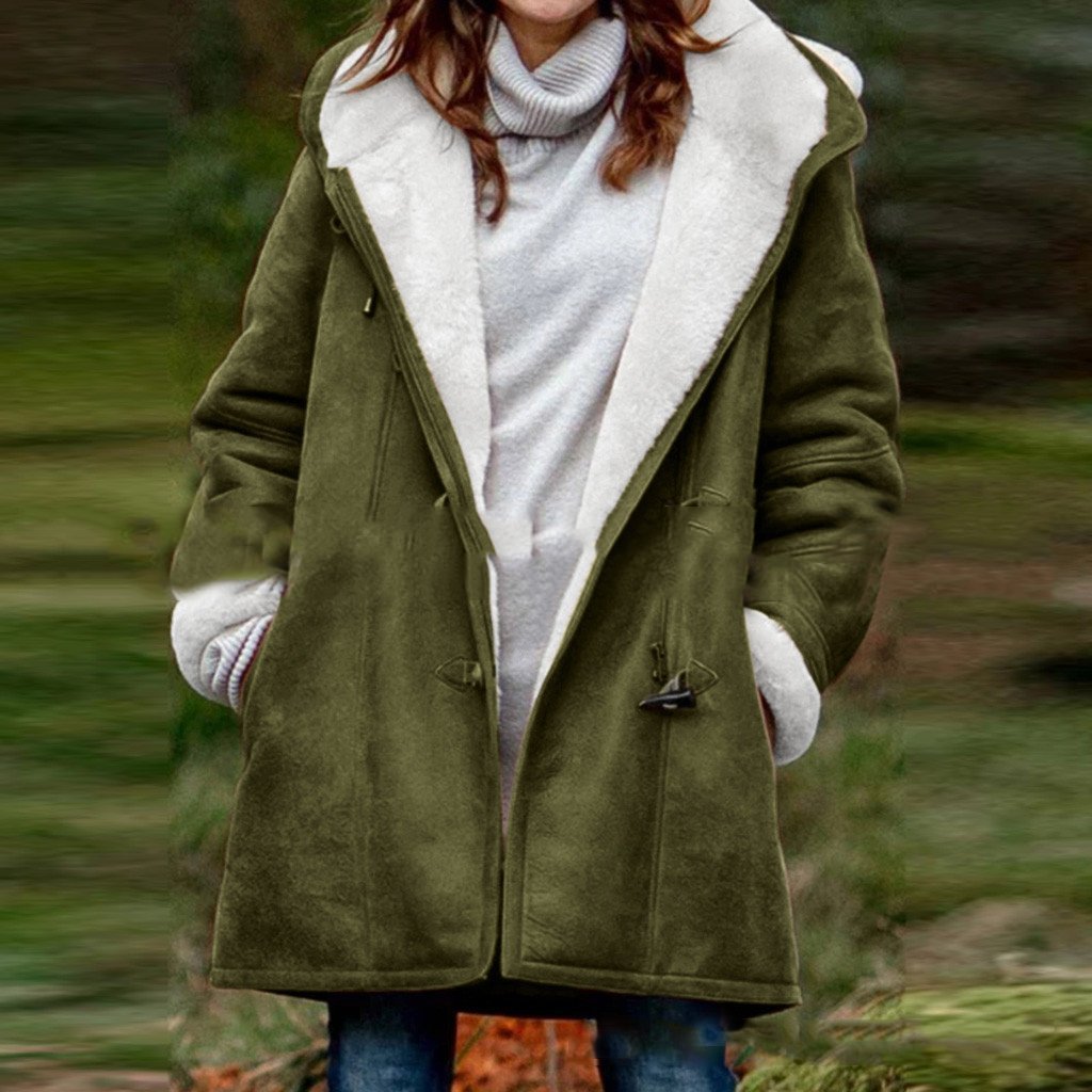 Solid color mid-length hooded jacket Limorista