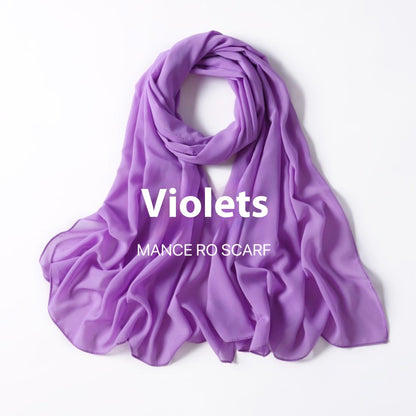 Pure Color Pearl Chiffon Scarf Headcloth Veil Chiffon Scarf Limorista