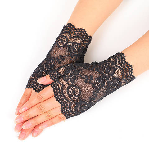 Lace Half-finger Sunscreen Short Outdoor Driving UV Protection Gloves Limorista