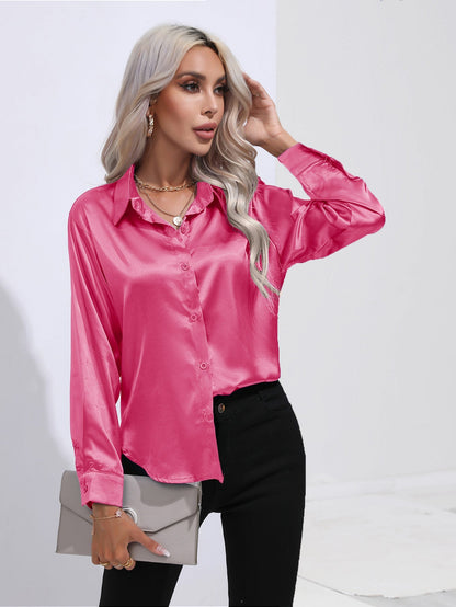 European And American Satin Shirt Women&