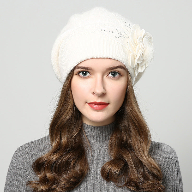 Autumn Winter All-match Rabbit Fur Knitted Woolen Cap Women Limorista
