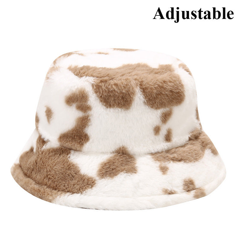 Cow Pattern Female Print Korean Fashion Plush Hat Limorista
