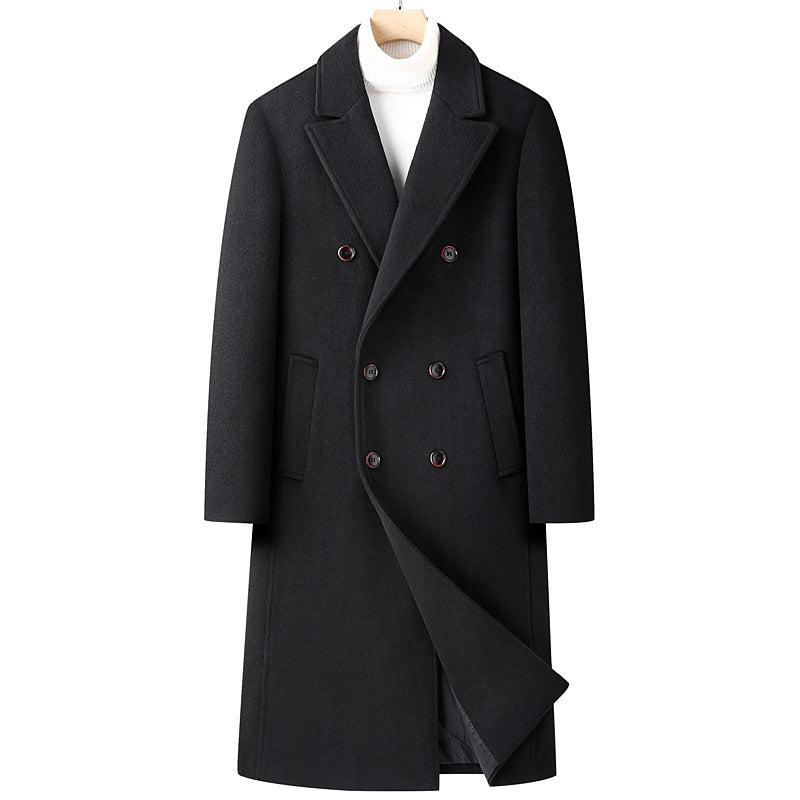 Autumn And Winter Woolen Coat Overknee Long Double Breasted Oblique Pocket Limorista