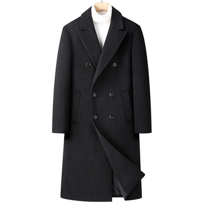 Autumn And Winter Woolen Coat Overknee Long Double Breasted Oblique Pocket Limorista