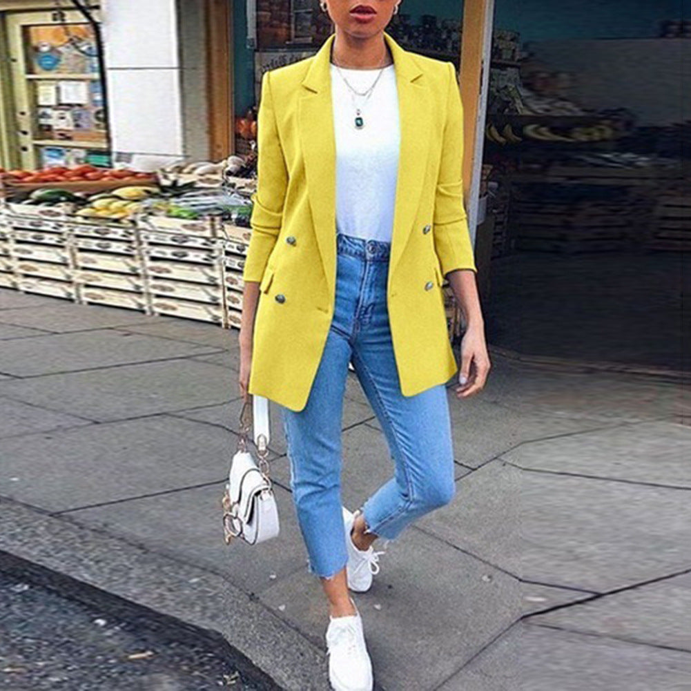 Fashion Lapel cardigan medium length temperament suit coat woman Limorista