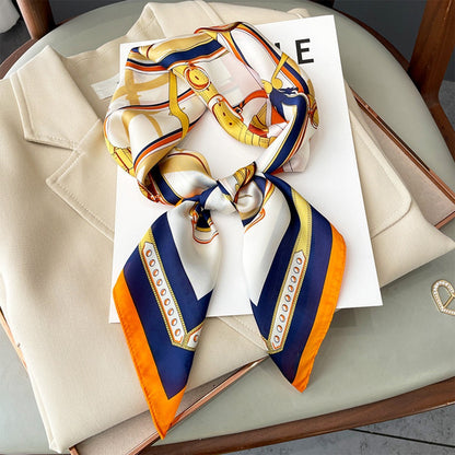 Artificial Silk Striped High-grade Korean Style Stylish Beach Arm Bag Silk Scarf Limorista