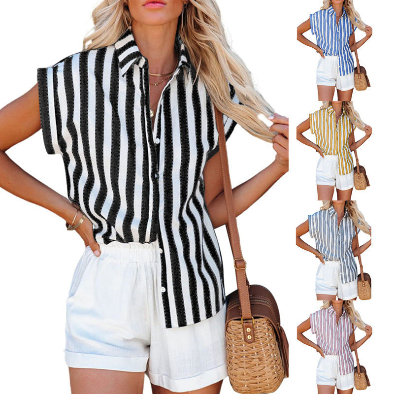 Short Sleeve Striped Women&