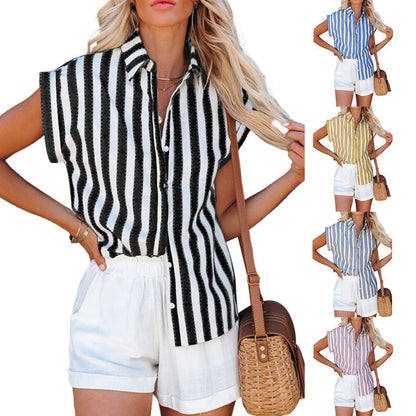 Short Sleeve Striped Women&