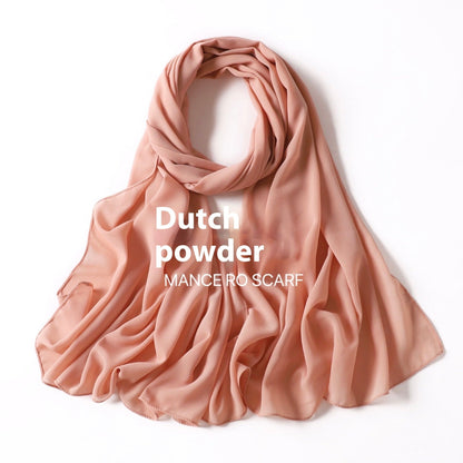 Pure Color Pearl Chiffon Scarf Headcloth Veil Chiffon Scarf Limorista