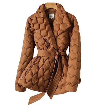 Chocolate Silk Line Lightweight Short Down Jacket Women&