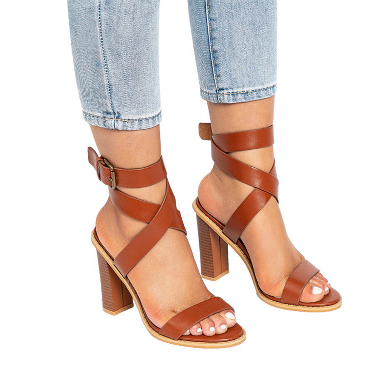 Plus-size sandals for women with chunky heels Limorista