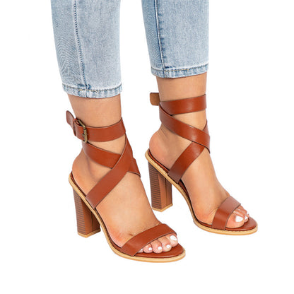 Plus-size sandals for women with chunky heels Limorista