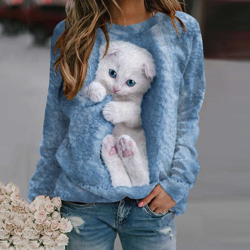 Fashion Loose Print Round Neck Sweater Limorista