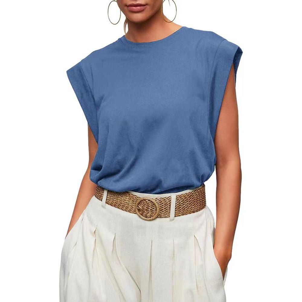 Round Neck Loose Short Sleeves Striped Top For Women Limorista
