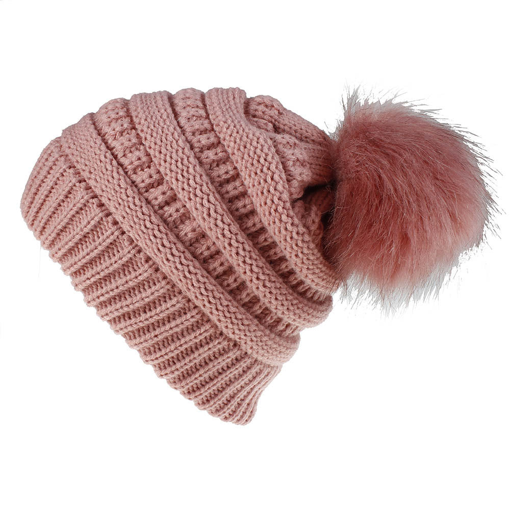 Faux Fur Fox Fur Ball Hat Knitted Casual Fashion Limorista