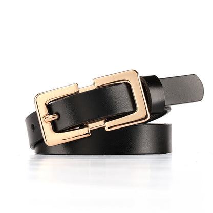 Retro Ladies Cowhide Leather Pin Buckle Belt Thin Simple Wild Belt Women Decoration Green Wholesale Limorista