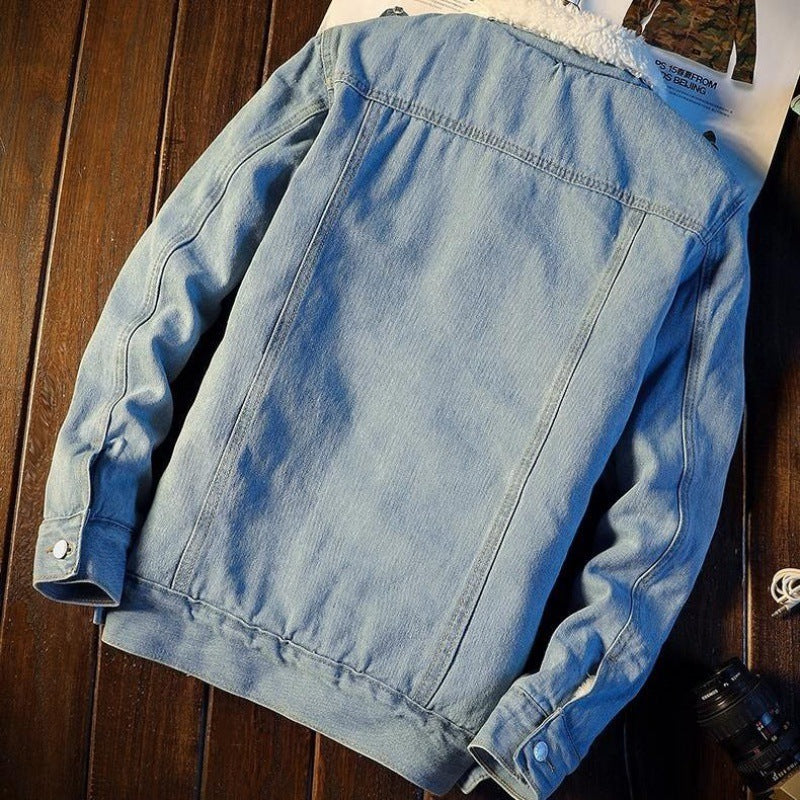 Winter Fleece-lined Denim Coat For Men Thickened Limorista