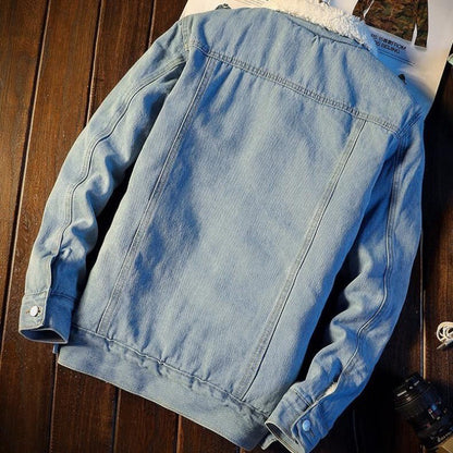 Winter Fleece-lined Denim Coat For Men Thickened Limorista