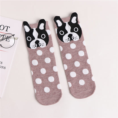 Cute Cartoon Dog Socks With Polka Dot Printing Boat Socks Limorista