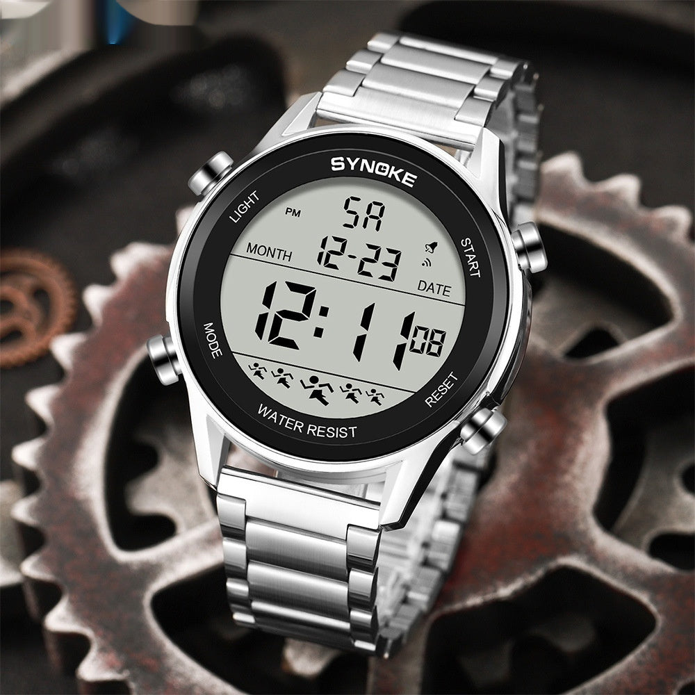 Steel Belt Sports Electronic Watch Waterproof Multifunctional Large Screen Luminous Limorista