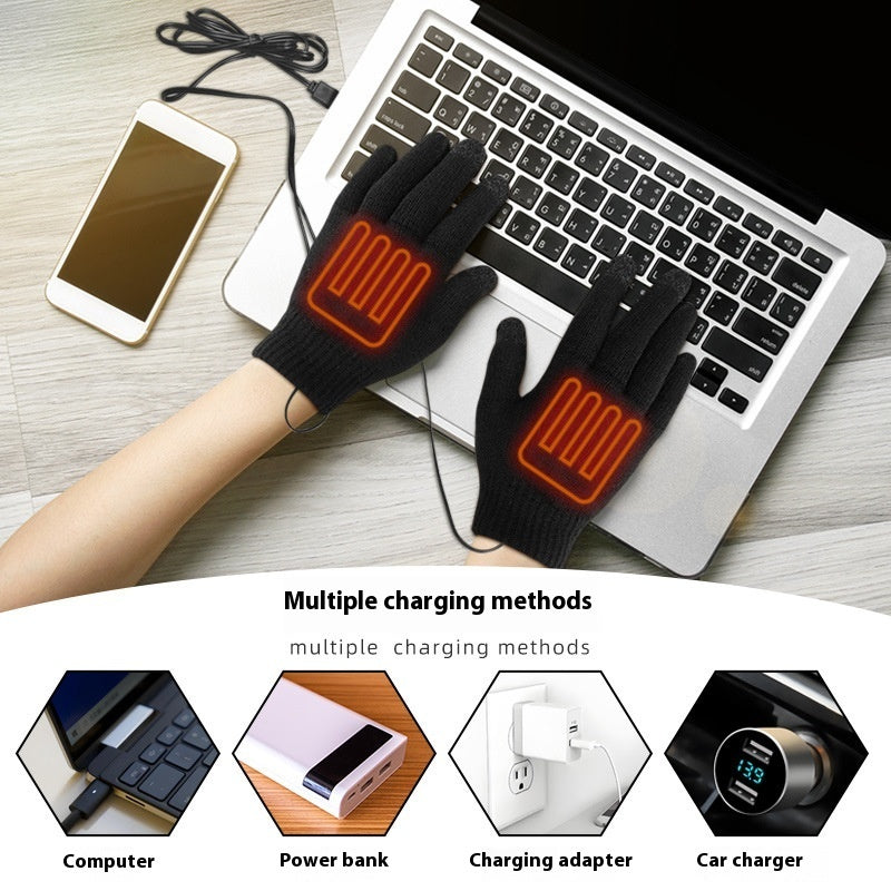 USB Heating Electric Heating Gloves Thermal Thickened Knitting Limorista