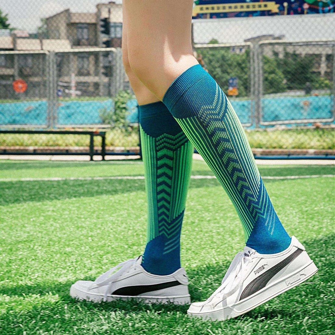 Sports Long Compression Socks With Reflective Strips Limorista